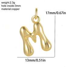 1pc Gold Shiny 26 Letters A-Z DIY Pendant Keychain Bag Charm, Fashion Accessory Gift For Women And Girls - Gold - View 8