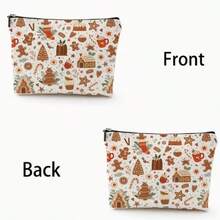 Women's Christmas Gingerbread Cookie Makeup Bag - Holiday Themed Makeup Bag, Baking Themed Design, Large Capacity Travel Storage Bag, Personal Daily Shopping Bag, Christmas Candy Themed Women's Gift, Gift For Friends, Holiday Gift - Multicolor - View 4