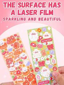 100pcs Non-Repeating Laser Guka Sticker Set, Planner Stickers, Korean Style DIY Round Waterproof Stickers. (200pcs=200 Stickers) - Multicolor - View 9