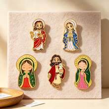 Cute Christian Figure Enamel Pins, Jesus Virgin Mary Lapel Pin, Religious Metal Brooch For Backpack Clothing Badge, Lovely Gift For Believers - Multicolor - View 3
