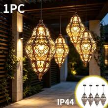 Moroccan Style Solar Hanging Lantern, Auto Charge By Day, Glow By Night, Exquisite Hollow Projection Light, Christmas Halloween Garden Patio Corridor Holiday Decoration Lamp - Moroccan Pendant Light - View 3