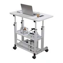 Adjustable Height Mobile Computer Desk With Wheels And Storage For Bedroom Living Room - View 1