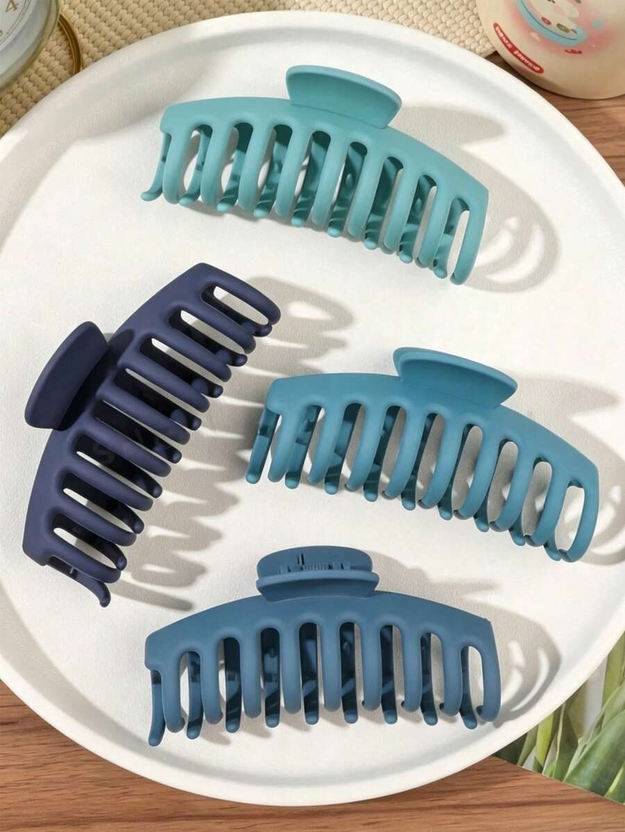 Large Matte Multi-Prong Hair Claw Clip, Minimalist Matte Hair Claw For Bathing - Multicolor - View 1