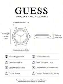GUESS Men's Business Blue Dial Quartz Watch With Roman Numeral Day Date Display, Crocodile Embossed Black Leather Strap, Minimalist Commuter Wristwatch, Gift - Black - View 7