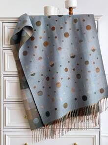 1pc Colorful Polka‑Dot Print Tasseled Thick Scarf 65*200cm, Polyester Faux Cashmere, Fall Winter Shawl For Travel Party Outing, Wear As Scarf Shawl - Multicolor - View 16