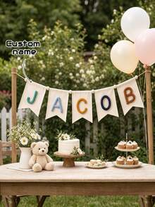 Personalized Canvas Name Banner, Letter Triangle Flag, Customizable Name, Room Decor Banner, Fabric Letter Garland, Letter Room Decor Sign, Birthday Party Banner, Christmas Party Decor, Home Decor, Autumn Decor, Party Gift, Anniversary Gift - Multicolor - View 1