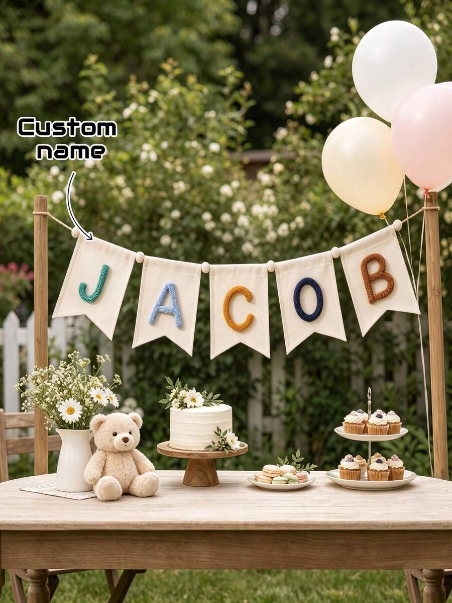 Personalized Canvas Name Banner, Letter Triangle Flag, Customizable Name, Room Decor Banner, Fabric Letter Garland, Letter Room Decor Sign, Birthday Party Banner, Christmas Party Decor, Home Decor, Autumn Decor, Party Gift, Anniversary Gift - Multicolor - View 1