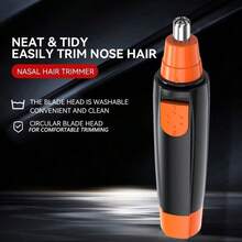 AXH Nose And Ear Hair Trimmer, Men's Stainless Steel Manual Washable Portable Nose Hair Trimming Scissors - Black - View 6