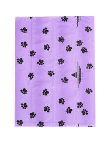 Thickened PE Plastic Purple & Black Paw Print Pattern Large Capacity One-Pull Tear-Off Leak-Proof Strong Durable Clean Hands Smooth Dispensing Multi-Roll Value Pack Cylindrical Roll Refill Pet Waste Bags For Dog Walking And Daily Cleaning - View 3