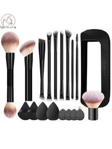 19pcs Makeup Tool Set Including 10 Soft Bristle Makeup Brushes & 1 Storage Bag & 2 Makeup Sponges & 2 Triangle Powder Puffs & 4 Finger Powder Puffs Suitable For Students Daily Use And Short Trips Touch-Up - Multicolor - View 12