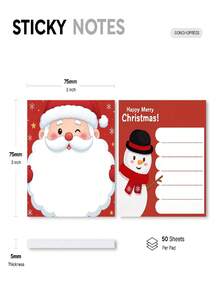 Allydrew Merry Christmas Holiday Sticky Notes, Winter Festival Theme Self-Adhesive Memo Pad, Suitable For Home, Office, Work, Cute Companion Style - one-size - View 5