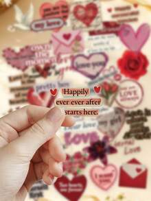 50pcs Love Stickers For Scrapbook, Phone Case, Notebook, Diary, Tablet, Planner, Luggage, Guitar, Skateboard, Violin Decoration, Valentine's Day Gift - Love - View 2