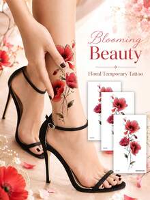 3D Butterfly Temporary Tattoos For Women, Colorful Butterfly & Rose Tattoo Stickers, Waterproof Realistic Body Art For Ankle, Foot, Leg, Parties, Festivals, Vacations & Everyday Style - Multicolor - View 7