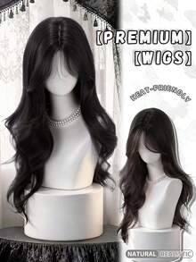 alicegarden Wig sintetis sepanjang 28 inci dengan gaya bergelombang alami dalam warna hitam-cokelat yang menakjubkan. Desain belahan tengah, wig palsu ini sangat cocok untuk penggunaan cosplay pesta sehari-hari, menawarkan wig alami dan tahan lama sebagai hadiah untuk para wanita. - Hitam Coklat - View 2