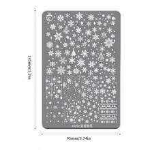 1pc Metal Silver Christmas Snowflake Nail Art Stamping Plate, Printed Transfer Template, Pattern Engraved Steel Plate, Nail Art Pattern Transfer, Fingertip Pattern Creation, Christmas Holiday Nail Art Making, Back To School Fingertip Decoration Creation, School Season Nail Art Pattern DIY, Fingertip Pattern Tracing, Creative Nail Art Pattern Output - Multicolor - View 8