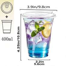 16oz/14oz Set Clear Cups With Lids, Durable Straight Lid Iced Beverage Cups, Smoothie Cups, Suitable For Cold Drinks, Juice And Milkshakes - Halloween/Christmas/Birthday Party Essentials - Transparent - View 6