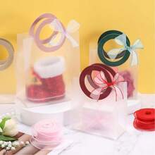 10pcs/1pc Transparent Reusable Gift Bags With Handles And Ribbons, Plastic Candy Snack Tote Bags, Suitable For Christmas, Weddings, Birthdays, Celebrations, Camping And Parties - Multicolor - View 5