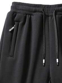 1pc Men's Sports Long Pants, Soft Breathable Durable Thermal Lined Warm, Running Jogging Workout Sweatpants Tapered Leg, Autumn/Winter - Black - View 6