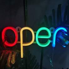 1pc USB/Battery Dual Power LED OPEN Neon Sign, High Brightness Ambient Wall Decor Night Light, Suitable For Bedroom/Game Room/Wedding/Birthday Party/Home Decor - White - View 4