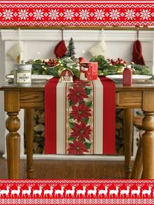 1 buah, Desain Elemen Poinsettia, Dekorasi Natal, Taplak Meja Panjang Natal, Taplak Meja Panjang Natal, Bahan Poliester Linen Imitasi, Hadiah, Penutup Pelindung, Taplak Meja Persegi Panjang, Dapat Dicuci, Cocok Untuk Makan Malam di Rumah, Meja Kopi, Dekorasi Dapur dan Ruang Makan, Dekorasi Meja Makan, Dekorasi Pesta dan Acara, Dekorasi Rumah, Dekorasi Taplak Meja Teras Luar Ruangan, Dekorasi Pintu Masuk, Dekorasi Kain Perapian - Merah - View 11