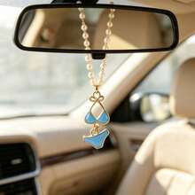 Aesthetic Bikini Shape Car Hanging Charm, Pearl Beaded Chain Rear‑View Mirror Pendant, Playful Auto Interior Decor Ornament For Female Drivers - Bikini Charm - View 6