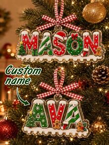 Custom Christmas Letter Ornament, Personalized Name Tree Hanging Decor, Festive Holiday Party Decoration, Customized Alphabet Keepsake, Customizable Xmas Gift For Family, Home Tree Accent, Christmas Decoration, Acrylic Ornament, Family, Friend - Style B - View 1