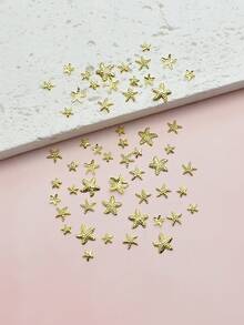 100pcs Gold Starfish Nail Charms, Assorted Sizes, Ocean Theme Minimalist Metal Nail Supplies, Nail Rivets DIY Accessories Nail Art Decorations, False Nail Accessories - Multicolor - View 3