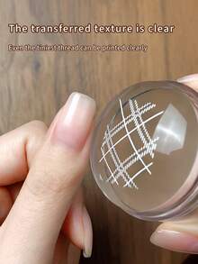 annies Plaid Pattern Nail Art Stamping Plate, Stainless Steel Nail Stamp Template, Checker Grid Image Plate With Stamp Polish Gift For DIY Manicure - Multicolor - View 4