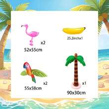Tropical Vacation Theme Balloon Set, Includes Coconut Tree, Parrot, Flamingo And Banana Foil Balloons, Suitable As Surprise Birthday Gift For Boys And Girls, Perfect For Pool, Beach Birthday Party And Other Occasions - View 6