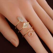 1pc Spring-Shaped Eye & Palm Design Cubic Zirconia Women's Ring - Multicolor - View 9