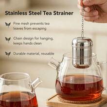 1個不鏽鋼茶濾網 茶濾器 耐用可重複使用調料容器 適用於散裝茶葉、香料與燉煮調料 - 銀色 - 查看 3