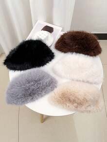 1PC Women's Solid Color Faux Mink Fur Hat, Autumn/Winter New Soft Comfortable Warm Minimalist Hat, Casual Versatile Warm Windproof Suitable For Daily Wear, Can Be Paired With Scarf - Multicolor - View 10