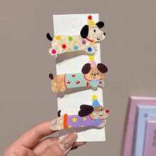 5pcs Cute Cartoon Hair Clips Set, Featuring Dog And Cat Patterns, Perfect For Girls To Fix Side Bangs With Alligator Clips. School Supplies, Hair Accessories - Multicolor - View 7