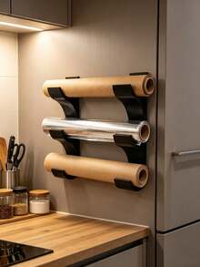 2 Storage Racks Can Accommodate 3 Rolls Of Kitchen Paper/Food Wrap/Aluminum Foil. The Storage Racks (Designed To Hold Rolls With A Diameter Of No More Than 50 Mm) Save Space, Feature Hole-Free Installation, And Create A Tidy Kitchen. - Multicolor - View 1