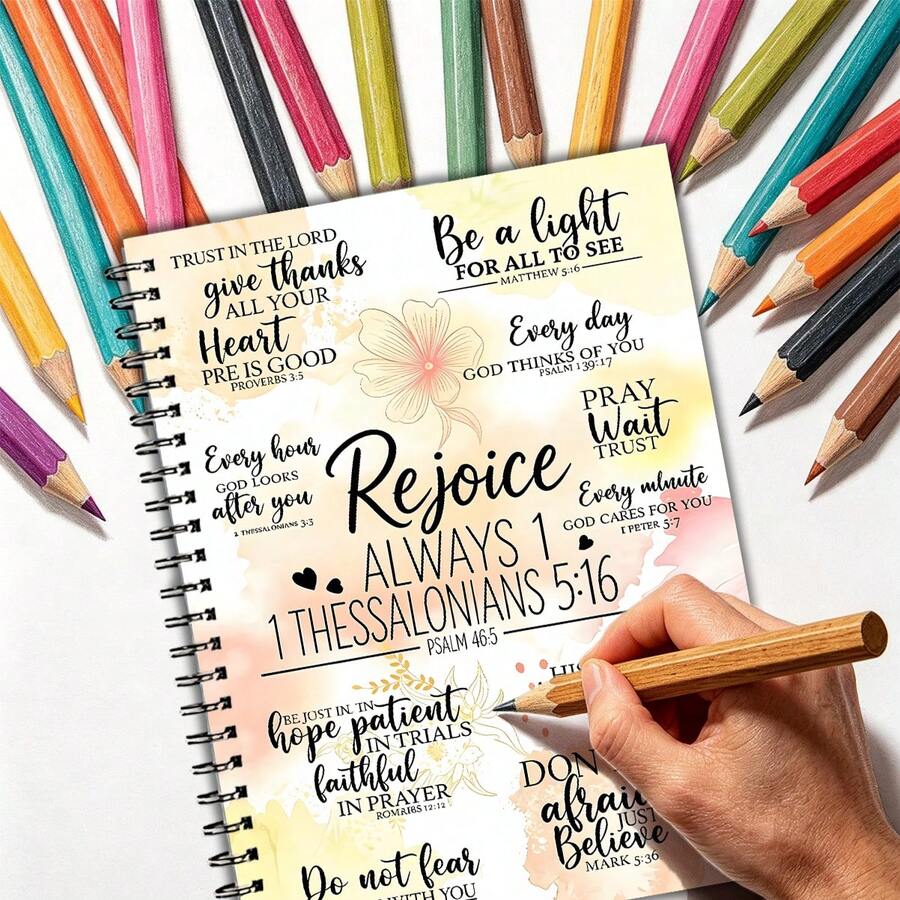 Inspirational Christian Spiral Notebook - "God Is Her Help, She Shall Not Die" Bible Verse Journal, Perfect Religious Gift For Women, School, Work Or Daily Use, 30 Pages Lined - A5 - View 1