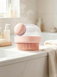 1pc Multicolor Silicone Shampoo Scalp Massage Brush, Press-Type Dispensing Shampoo Brush, Suitable For Shower, Bathroom, Home SPA, Holiday Gift - Multicolor - View 6