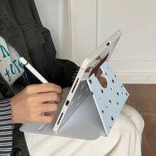 Ins Fresh Light Blue Background Brown Star 360° Rotating Multi-Fold Stand Protective Case, Horizontal And Vertical Rotation, Multi-Angle Support With Pen Slot, Anti-Drop And Anti-Bend, Suitable For IPad 12/11 Inch (2026), 11 (2025), Air7 (2025), Air8, Air8 13 Inch (2026 M4), Pro11 (2026 M4), 7/8/9, Air4/5/10, Air6 11 Inch, Minimalist Girl Tablet Protective Cover, Boy Tablet Protective Case - Baby Blue - View 9