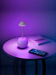 1pc Multicolor Solid Color Cup Shaped Modern Telescopic Height Adjustable Remote Control RGB Table Lamp, Dimmable Timer Ambient Night Light, Suitable For Bedroom Study Office Home Decor, Popular Indoor Desktop Lighting - Multicolor - View 9
