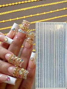 15 Styles 3D Chain Silicone Nail Mold, Multi‑Pattern Mini Gold‑Look Chain Resin Mould, Star Heart Cross O‑Bead Chain Nail Charm Making Tool, DIY Luxury Chain Nail Charms Manicure Tools - Multicolor - View 2