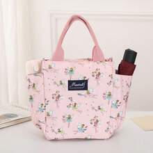 meetself 1pc Fashionable Portable Large Capacity Waterproof Fabric Insulated Lunch Bag Tote For Work And Outings, Lunch Box - Pink - View 7