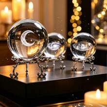 2pcs Set (Sphere + Base) 60mm Meteor Moon 3D Crystal Ball Decoration, Engraved Base, Home Decor, Holiday Gift, Mid-Autumn Festival Decor, Birthday Decor, Eid Decor - Multicolor - View 6