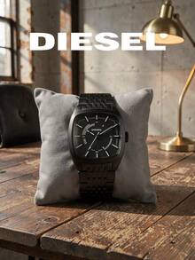 Diesel DZ1586 Square Barrel Men's Quartz Watch, Black Steel Band, Personalized Men's Watch - Black - View 7
