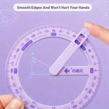 1pc Cartoon 360° Rotatable Angle Teaching Aid, Math Angle Decomposition Geometric Protractor, Multi-Function Drawing Ruler, Adjustable Acute, Obtuse And Right Angles, Easy For Students To Visually Understand Geometric Shapes - One Size Fits All - View 4