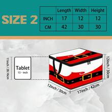 1PC Christmas Storage Box, Santa Claus Belt & Elf Belt Printed Fabric Storage Box With Zipper And Handle, Holiday Decoration Organizer Box, Suitable For Home Wardrobe Bedroom, 2 Pattern Options - Multi-color - View 12