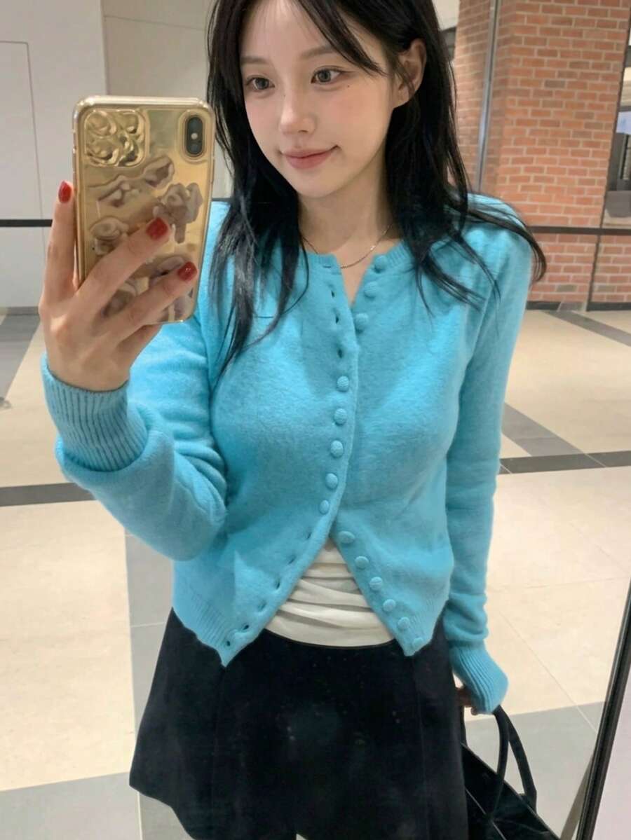 Women's Solid Color Casual Versatile Daily Wear Cardigan
