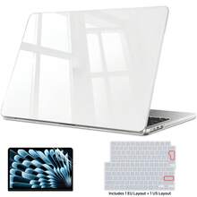 Compatible With MacBook Air 13.6 Inch Case M5 M4 M3 M2 2026-2022, 3 Pieces Protective Kit With Sparkly Clear Hard Shell Case, Screen Protector & EU/US Keyboard Films, Includes 1 EU + 1 US Layout, Glitter Transparent Cover, A3449 A3240 A3113 A2681 - View 2