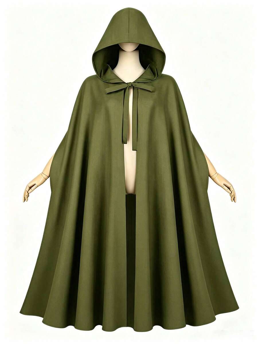 Vintage Medieval Elf Cosplay Costume, Halloween Stage Performance Outfit - Army Green - View 1