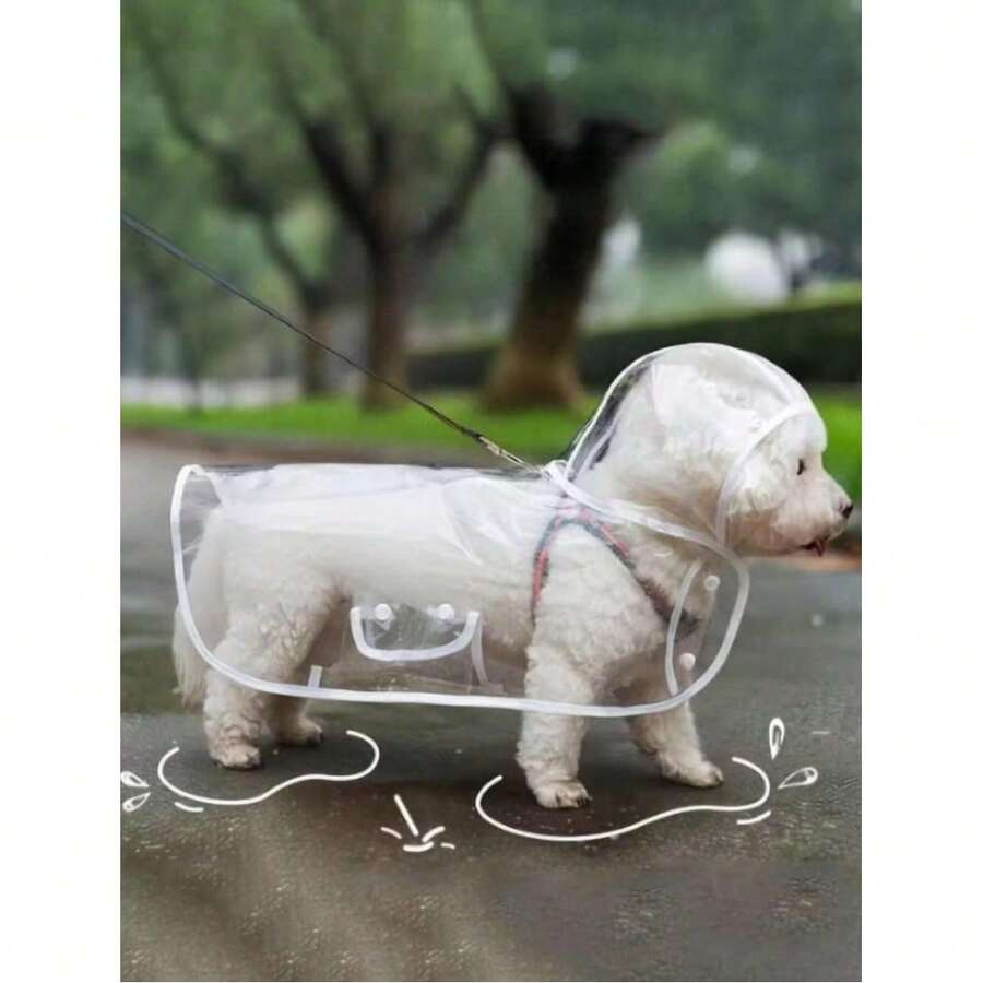 Transparent Waterproof Pet Raincoat, Windproof And Waterproof, Suitable For Large, Medium And Small Dogs, Teddy Dogs And Bichon Frise, Essential For Rainy Day Walks (Recommended To Choose One Size Larger; Please Measure Your Pet's Body Size Before Purchase To Ensure Comfortable Fit) - Clear - View 1