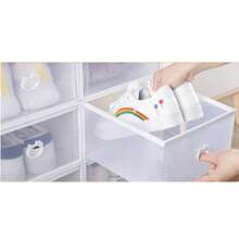 1pc Stackable Plastic Shoe Storage Boxes, Dust‑Proof Shoe Organizer Cabinet, Easy‑To‑Install Stylish Shoe Container For Closet, Entryway, Under Sofa, Under Bed, Bathroom Counter - Multicolor - View 4