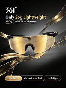361degree 1pc Unisex 26g Lightweight Smart Transition Lens Professional Protection Hd Clear Vision Wind And Sand Resistant Sporty Sports Cycling Glasses For Cycling Outdoor Sports Running - Multicolor - View 9